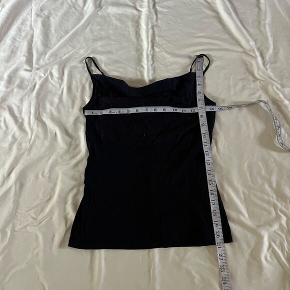 Vtg Y2K 2000s Black Beaded Cowl Neck Cami Tank Top Sz S Whimsygoth Fairy Grunge - Picture 5 of 5